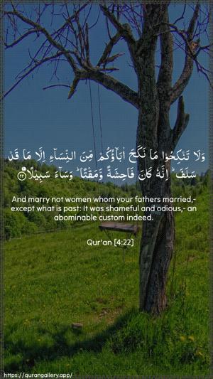 An-Nisaa Ayah 22 - Arabic + English wallpaper