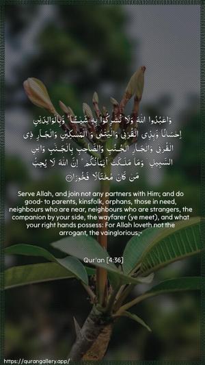 An-Nisaa Ayah 36 - Arabic + English wallpaper