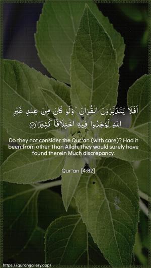 An-Nisaa Ayah 82 - Arabic + English wallpaper