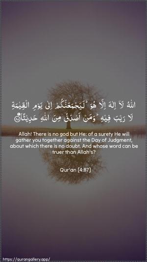 An-Nisaa Ayah 87 - Arabic + English wallpaper