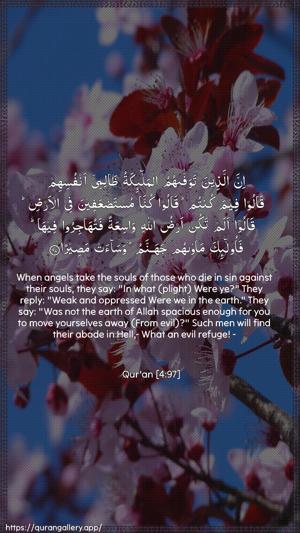 An-Nisaa Ayah 97 - Arabic + English wallpaper