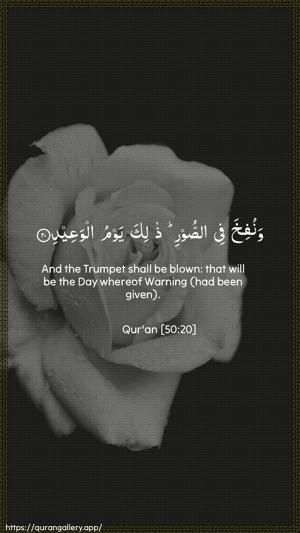 Qaaf Ayah 20 - Arabic + English wallpaper