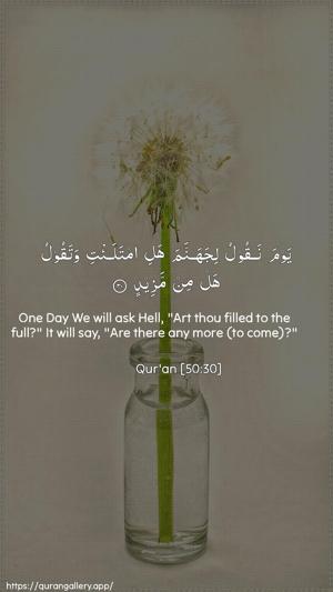 Qaaf Ayah 30 - Arabic + English wallpaper