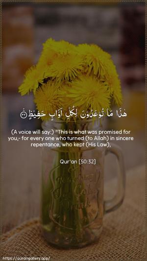 Qaaf Ayah 32 - Arabic + English wallpaper
