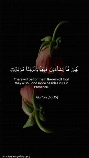 Qaaf Ayah 35 - Arabic + English wallpaper