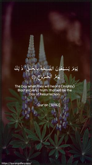 Qaaf Ayah 42 - Arabic + English wallpaper