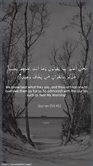 Qaaf Ayah 45 - Arabic + English wallpaper