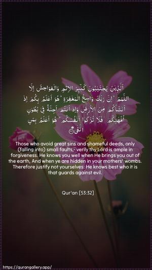 An-Najm Ayah 32 - Arabic + English wallpaper