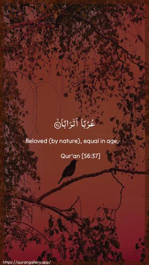 Al-Waaqia Ayah 37 - Arabic + English wallpaper