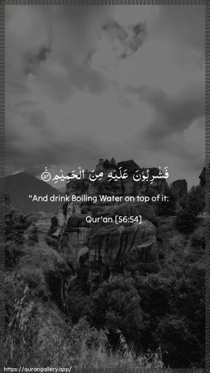 Al-Waaqia Ayah 54 - Arabic + English wallpaper