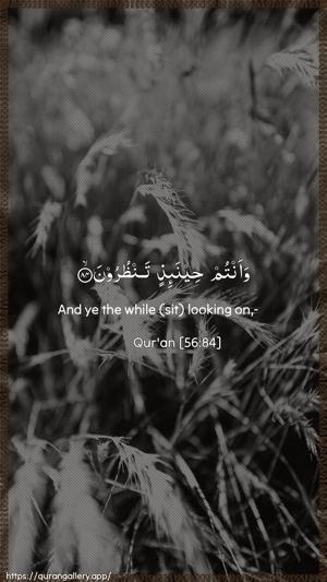 Al-Waaqia Ayah 84 - Arabic + English wallpaper