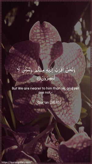 Al-Waaqia Ayah 85 - Arabic + English wallpaper