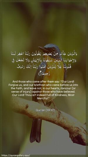 Al-Hashr Ayah 10 - Arabic + English wallpaper