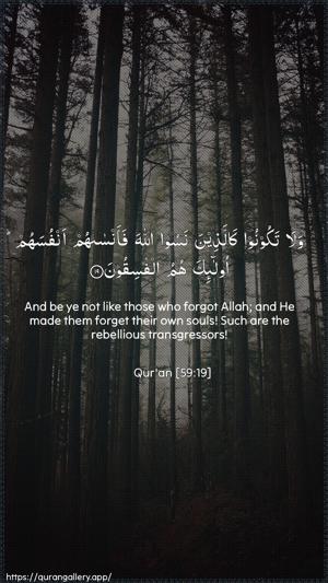 Al-Hashr Ayah 19 - Arabic + English wallpaper