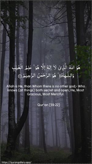 Al-Hashr Ayah 22 - Arabic + English wallpaper