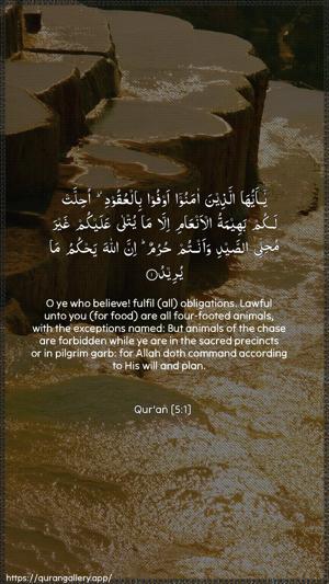 Al-Maaida Ayah 1 - Arabic + English wallpaper