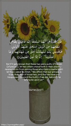 Al-Maaida Ayah 107 - Arabic + English wallpaper