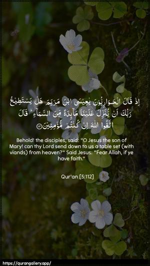 Al-Maaida Ayah 112 - Arabic + English wallpaper