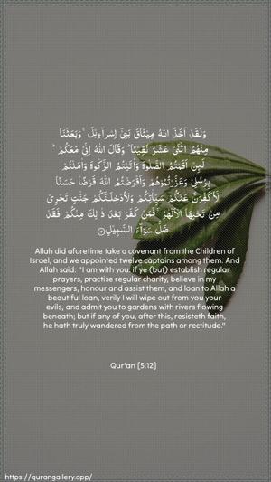 Al-Maaida Ayah 12 - Arabic + English wallpaper