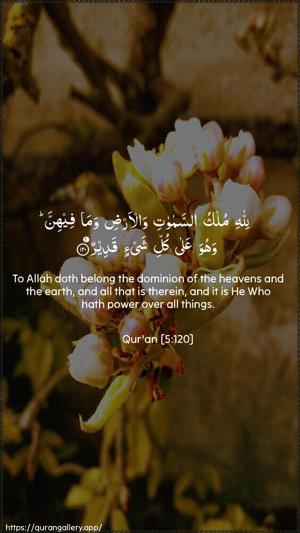 Al-Maaida Ayah 120 - Arabic + English wallpaper