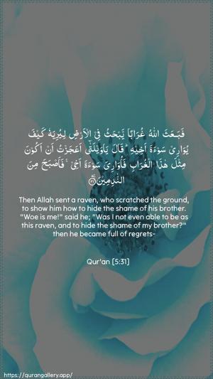 Al-Maaida Ayah 31 - Arabic + English wallpaper
