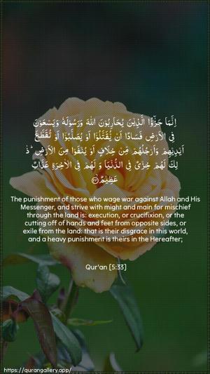 Al-Maaida Ayah 33 - Arabic + English wallpaper