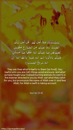 Al-Maaida Ayah 4 - Arabic + English wallpaper