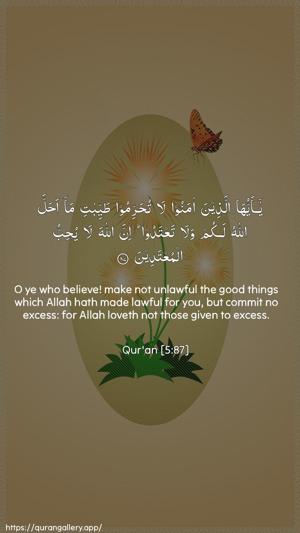 Al-Maaida Ayah 87 - Arabic + English wallpaper