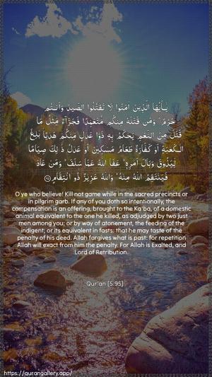 Al-Maaida Ayah 95 - Arabic + English wallpaper