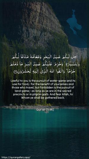 Al-Maaida Ayah 96 - Arabic + English wallpaper