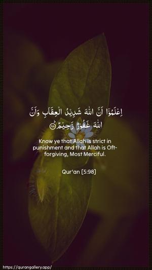 Al-Maaida Ayah 98 - Arabic + English wallpaper