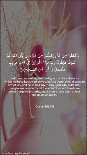 Al-Munaafiqoon Ayah 10 - Arabic + English wallpaper