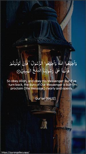 At-Taghaabun Ayah 12 - Arabic + English wallpaper