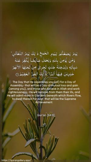 At-Taghaabun Ayah 9 - Arabic + English wallpaper