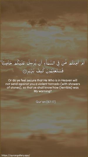 Al-Mulk Ayah 17 - Arabic + English wallpaper