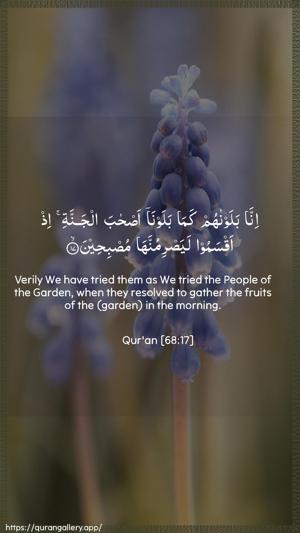 Al-Qalam Ayah 17 - Arabic + English wallpaper