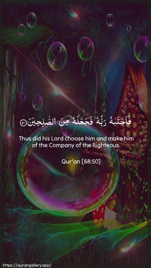 Al-Qalam Ayah 50 - Arabic + English wallpaper