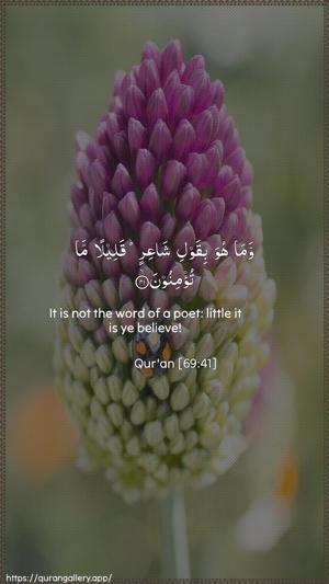 Al-Haaqqa Ayah 41 - Arabic + English wallpaper