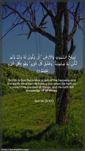 Al-An"aam Ayah 101 - Arabic + English wallpaper