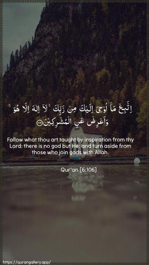 Al-An"aam Ayah 106 - Arabic + English wallpaper
