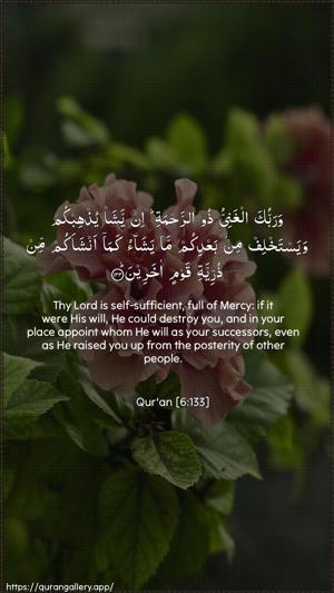 Al-An"aam Ayah 133 - Arabic + English wallpaper