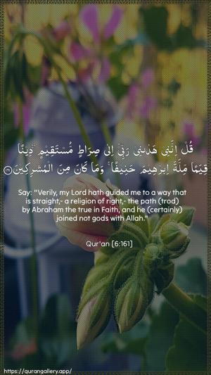 Al-An"aam Ayah 161 - Arabic + English wallpaper