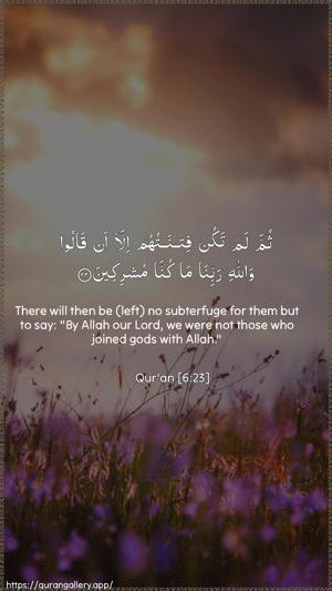 Al-An"aam Ayah 23 - Arabic + English wallpaper