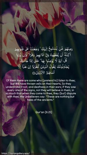 Al-An"aam Ayah 25 - Arabic + English wallpaper