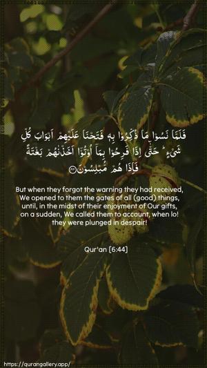 Al-An"aam Ayah 44 - Arabic + English wallpaper