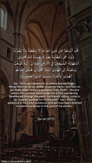 Al-An"aam Ayah 71 - Arabic + English wallpaper