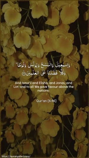 Al-An"aam Ayah 86 - Arabic + English wallpaper