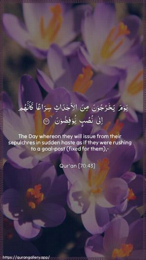 Al-Ma"aarij Ayah 43 - Arabic + English wallpaper