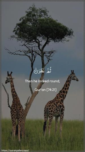 Al-Muddaththir Ayah 21 - Arabic + English wallpaper