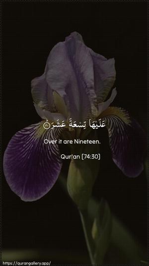 Al-Muddaththir Ayah 30 - Arabic + English wallpaper